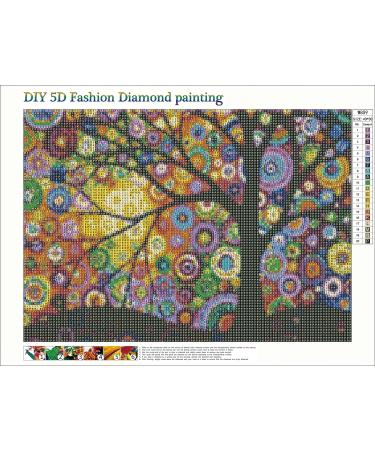 MXJSUA Diamond Painting Kit for Adults - 5D DIY Full Drill Round Diamond Art - Geometric Colored Tree Design - Home Wall Decor - 12x16 Inch - Buy Online on GoSupps.com