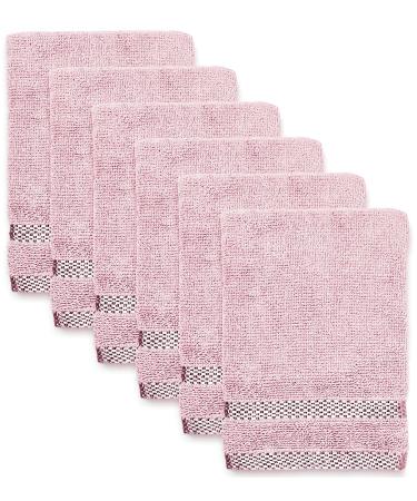 Weave Essentials - 6Pc ultrasoft & absorbent viscose wash gloves set | 15x20cm / 6x8inch | 100% cotton | Ideal as body wash makeup remover face cloths face towel | Colour: blush pink