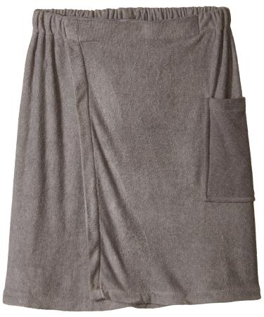 DII Men's Terry Shower Wrap Collection Adjustable with Velcro and Pocket  54x20  Gray