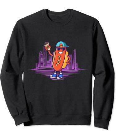 Coffee Bean Cafe Caffeine Hotdog Bun Ketchup Mustard Mayo Sweatshirt - Buy Online on GoSupps.com