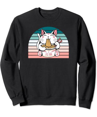Kawaii Cat Neko Eating Ramen Noodle Soup Japanese Aesthetic Sweatshirt