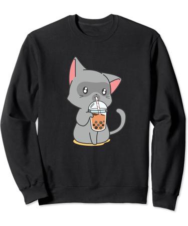 Bubble Tea Kawaii Boba Tea Japanese Lover Cat Kitten Anime Sweatshirt