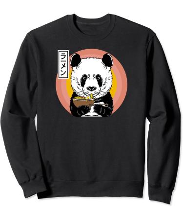Panda Eating Ramen Noodle Soup Funny Anime Manga Lover Retro Sweatshirt