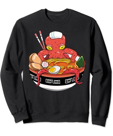 Japanese Kawaii Ramen Octopus Noodle Chillin Bowl Sweatshirt