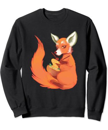 Fox Knitting Ramen Noodles Kawaii Japanese Anime Aesthetic Sweatshirt