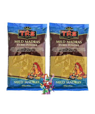 YOAXIA - 2 Series Pack - 2x 400g TRS Mild Curryp Powder from Madras / Mild Madras Curry Powder + a small lucky catus