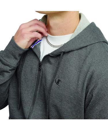 Champion Men's Powerblend Zip-Up Hoodie 4X-Large Granite Heather - Iconic C Logo - Buy Online on GoSupps.com