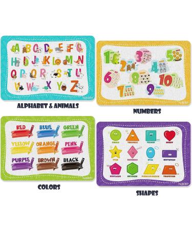 NiBaby Kids' Non Slip Educational Placemats Set of 4 - Interactive & Washable | Learn Alphabet, Numbers, Shapes & Colors | Durable PU Leather - Buy Online on GoSupps.com