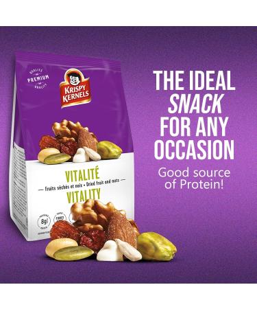 Krispy Kernels Dried Fruits & Nuts - Vitality Mixed Nuts Rich in Fibre Iron & Protein Cranberries Raisins Soybeans Almonds Yogurt chips Sunflower & Pumpkin Seeds Walnuts Pistachios Snacks 8 x 225g - Buy Online on GoSupps.com