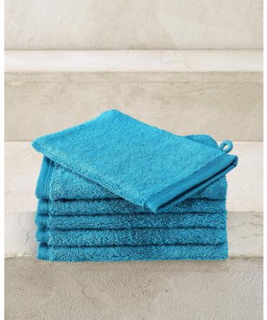 De Witte Lietaer Contessa Luxe Set of 6 Cotton Wash Mitts in Lagoon Blue - 16x22 cm - Buy Online on GoSupps.com