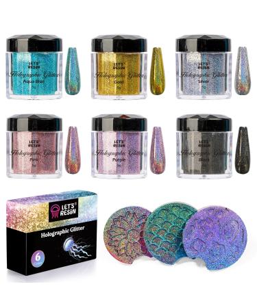 LET'S RESIN 0.08mm Holographic Glitter, Ultra Fine Glitter for Epoxy Resin/Resin Molds, Sparkle Saturated Color Glitter Powder for Nail Art, Slime, Tumbler, Body, Hair, Face blue