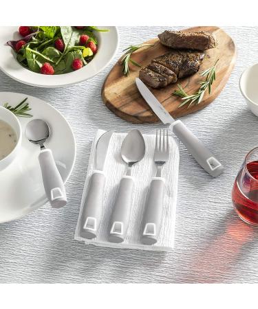 Special Supplies Adaptive Utensils 5-Piece Set for Hand Tremors, Arthritis, Parkinson's and Elderly - Stainless Steel, Non-Weighted, Non-Slip Handles - Buy Online on GoSupps.com