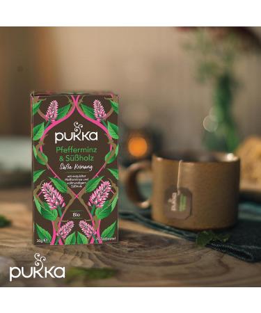 Pukka Organic Herbal Tea Peppermint & Liquorice | After Meals Mint Tea | Pack of 4 | 80 Tea Bags - Buy Online Worldwide - Buy Online on GoSupps.com