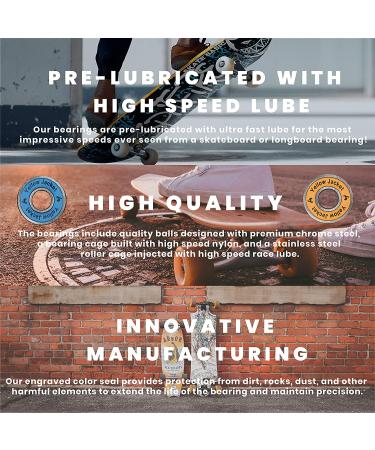 Yellow Jacket Premium Inline Skate Bearings - 608 ABEC 9 Roller Skate Bearings (Pack of 16) - Bomber Blue Stripes - Buy Online on GoSupps.com