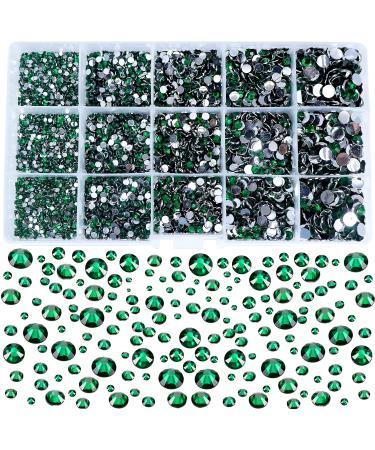 FULZTEY 7500Pcs Emerald Green Nail Art Rhinestones for Nails 2 3 4 5 6.5MM  Crystals Diamond Flatback Gems Stones Round Green Crystal Rhinestones for  Crafts Nail Design Charms DIY Clothes Shoes Jewelry S5