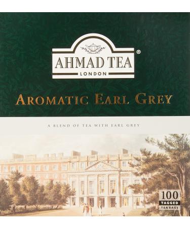 Ahmad Tea Black Tea, Earl Grey Aromatic Teabags, 100 ct - Caffeinated and Sugar-Free 100 Count (Pack of 1)