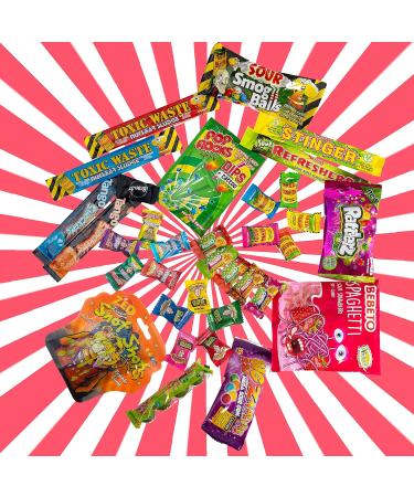 Super Sour Sweet Gift Box Hamper 34 Treats Ultimate American and World Candy. Gift for Children or Adults as Birthday Christmas Easter Gift. Extreme Sour contains Warheads Toxic Waste etc - Buy Online on GoSupps.com