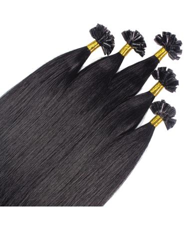 hair2heart Premium Extensions Real Hair Bondings straight - 25 strands 0.8g 40cm 2/0 black 40cm 25 strands #1 Black
