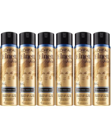 L'Oreal Paris Elnett Satin Extra Strong Hold Hairspray Travel size 2.2 Ounce (6 Count) (Packaging May Vary) Unscented 2.2 Ounce (Pack of 6)