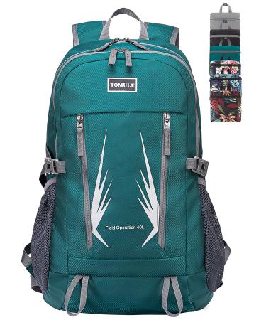 TOMULE Camping Hiking Daypacks, 40L Lightweight Packable Hiking Backpack Travel Backpack for Women Men A-green