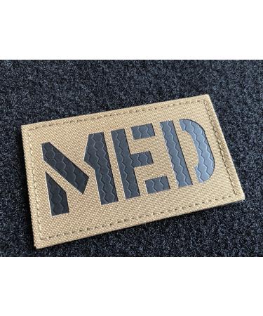 2x3.5 Inch Coyote Brown Tan IR Infrared MED Medic EMS EMT Patch with Hook-Fastener Backing