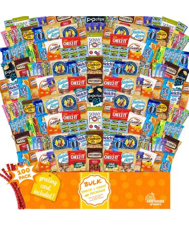 Snack Box Variety Pack Care Package (100 Count) Gift Basket for holloween Kids Adults Teens Family College Student - Crave Food Birthday Arrangement Candy Chips Cookies
