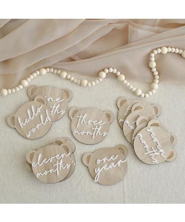 Ginger Ray 13 Baby Milky Milk Gondes made of teddy bear and 1 baby party gift "Hello World" sign neutral milestone signs - Buy Online on GoSupps.com