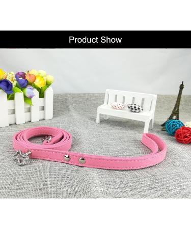 Newtensina Cute Diamante Puppy Collar and Leash Set Bling Suede Collar with Lead for Small Dogs Cats - Pink - XS XS Pink - Buy Online on GoSupps.com