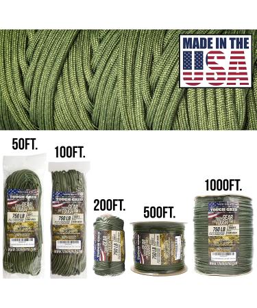 Tough-Grid 750lb Paracord - Genuine Mil Spec Type IV 750lb Paracord - US Military Approved - Camo Green 50ft - Buy Online on GoSupps.com