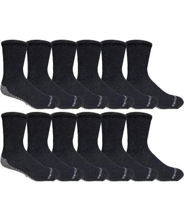 Yacht & Smith 12 Pairs Diabetic Gripper Socks in Black - Non-Skid Bottom, Loose Fit - Wholesale Bulk for Men - Buy Online on GoSupps.com
