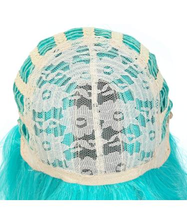 Faelbaty Short Bob Wavy Wig with Air Bangs - Synthetic Cosplay Wig for Women, Mint Green Halloween Costume - Buy Online on GoSupps.com