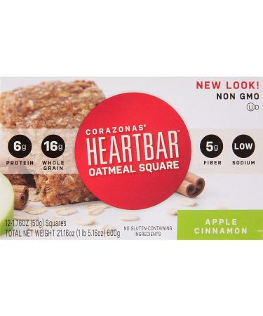 Corazonas Heartbar Oatmeal Square - Apple Cinnamon (Pack of 12) | 1.76 oz - Buy Online on GoSupps.com