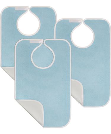Unisex Adult Bibs Waterproof & Washable Bibs for Eating Adjustable Snap Closure Clothing Protectors for Elderly Dining(3 Pack)