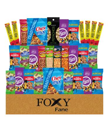 Foxy Fane 30 count Care Package - Gift Snack Box with Variety of Nuts, Jerky & Snacks - Low Carb, Healthy, High in Protein Treats (30 Snacks) Nuts & Jerky Box (30 Count)