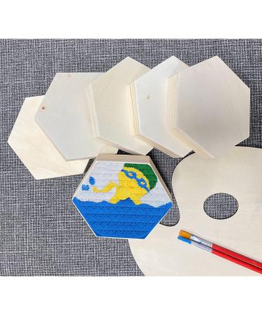 6 Pack 4x4.6 in Hexagon Unfinished Wood Canvas Boards for Painting and Crafts - Buy Online on GoSupps.com
