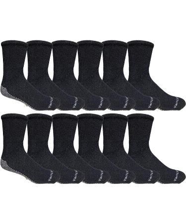 Yacht & Smith 12 Pairs Diabetic Gripper Socks in Black - Non-Skid Bottom, Loose Fit - Wholesale Bulk for Men - Buy Online on GoSupps.com