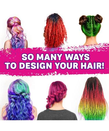 Hair Chalk Pens Set - 10 Rainbow Colors - Temporary Hair Color Kit for Girls - Washable Hair Dye - Ideal for Party Dress Up - Kids Age 6 - Buy Online on GoSupps.com