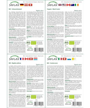 SAFLAX Organic Black Cumin Seeds (Nigella Sativa) - 300 Seeds for Gardening - Buy Online on GoSupps.com