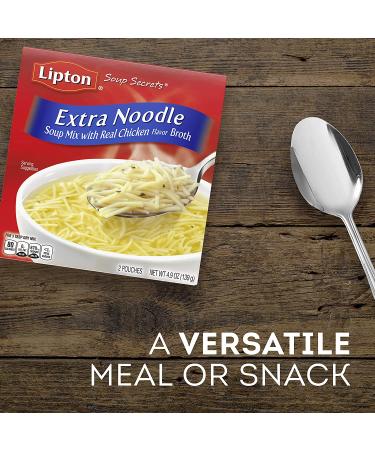 Lipton Soup Secrets Extra Noodle Soup Mix with Real Chicken Broth Flavor 4.9 oz 2 ct - Pack of 12 - Buy Online on GoSupps.com