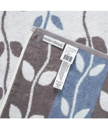 Amrapur Overseas 6-Piece Organic Vines Jacquard/Solid Ultra Soft 100% Combed Cotton Towel Set - Blue - Buy Online on GoSupps.com