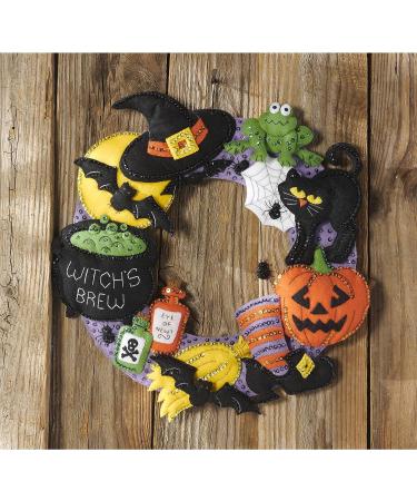 Bucilla Witch's Brew Black Wreath Kit - 17x17 Inch Felt Applique Wall Hanging - Buy Online on GoSupps.com