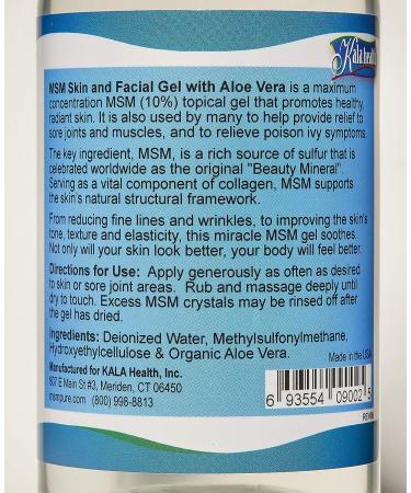 MSMPure Max Strength Skin and Facial MSM Gel with Organic Aloe 8 oz - Preservative Free, Made in the USA - Buy Online on GoSupps.com
