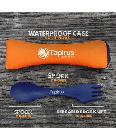 Tapirus 4 Blue Spork Set - Durable BPA Free Spoon, Fork, and Knife Combo Utensils in Carrying Case - Ideal for Camping, Hunting, Outdoor Activities - Buy Online on GoSupps.com