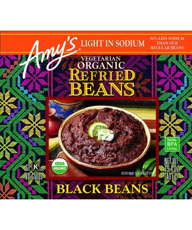 Amy's Refried Black Beans - Light Sodium, Gluten Free, Organic & Vegetarian - 15.4 oz Can (Pack of 12) - Buy Online on GoSupps.com