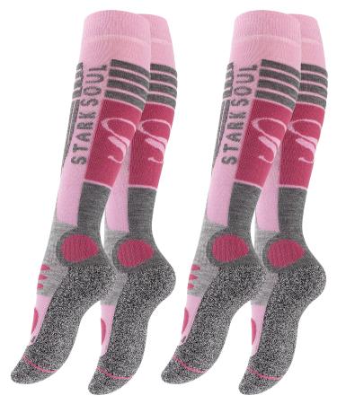 STARK SOUL 2 pairs of women's SKI functional socks ski socks with special padding old pink/grey size 39-42