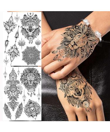COKTAK 6 Pieces Black Henna Tattoo Stickers - Feather Mandala Flower Body Art for Women - Large Arm Tattoos Sheet - Indian Mehndi Design - Sexy Temporary Wedding Tatoos - Buy Online on GoSupps.com