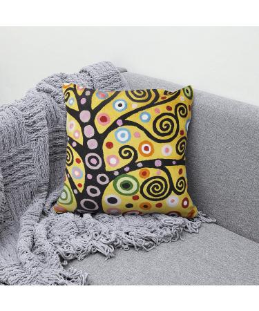 Hand-Embroidered Kashmir Designs Tree of Life Pillow Cover | Yellow Gold Floral Suzani Cushion 18x18 - Buy Online on GoSupps.com