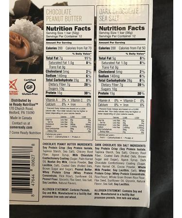 Come Ready Nutrition Clean Protein Bars (2 pack) - 48 Bars Assortment, Chocolate Sea Salt & Peanut Butter, Only $1.38/Bar - Buy Online on GoSupps.com