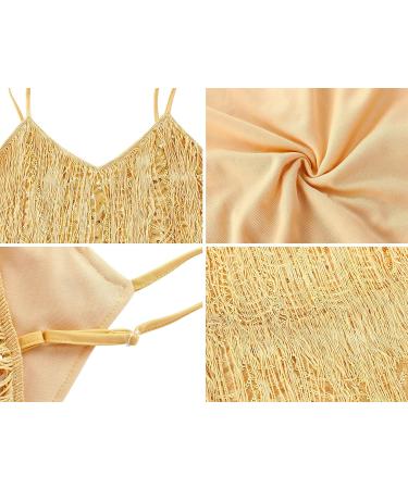 Kayamiya Women's Fringe Flapper Dress - 1920s Great Gatsby Costume in Gold - Buy Online on GoSupps.com