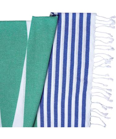 CASAVERSE Turkish Beach Towel | 100% Cotton Quick Dry Sand Free | Travel Towel Green & Blue - Buy Online on GoSupps.com